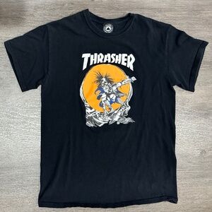Thrasher Magazine T-shirt Skate Skateboard Medium Orange Black